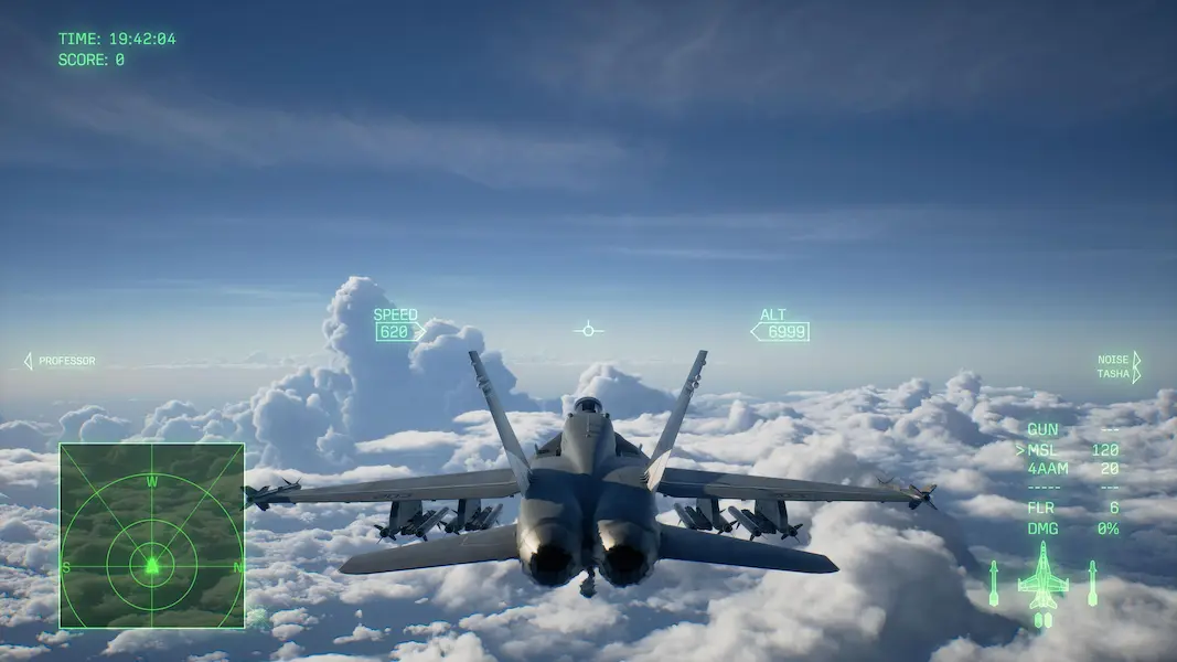 Combate aéreo de Ace Combat 8 Wings of Theve con aviones y misiles
