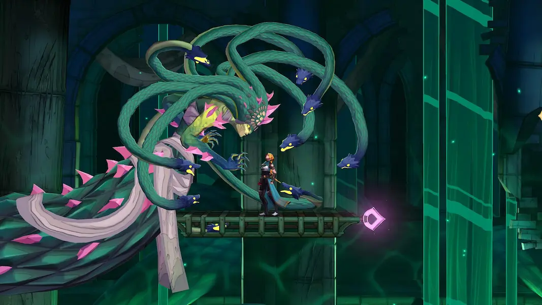 Enfrentamiento contra un jefe en Castlevania Belmont's Curse con Rose Belmont